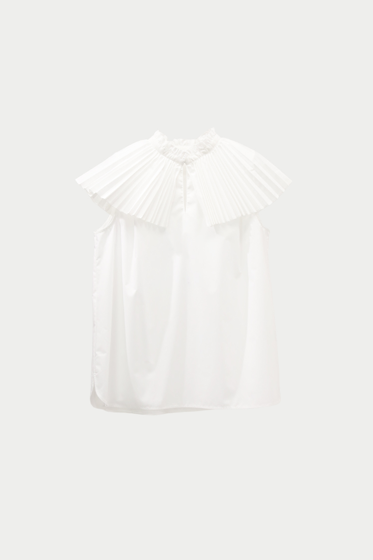 プリーツノースリーブシャツ（ホワイト） | MACHATT ONLINE STORE