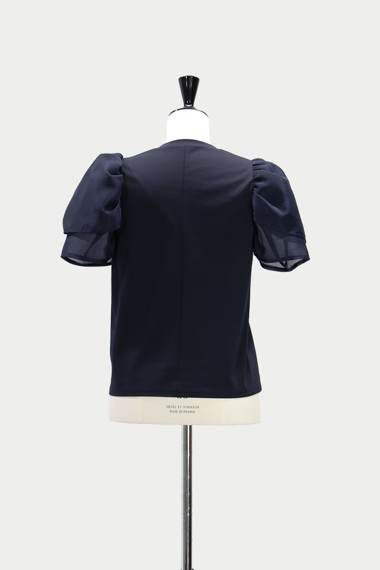 シアーパフドッキングTシャツ（ネイビー） | MACHATT ONLINE STORE