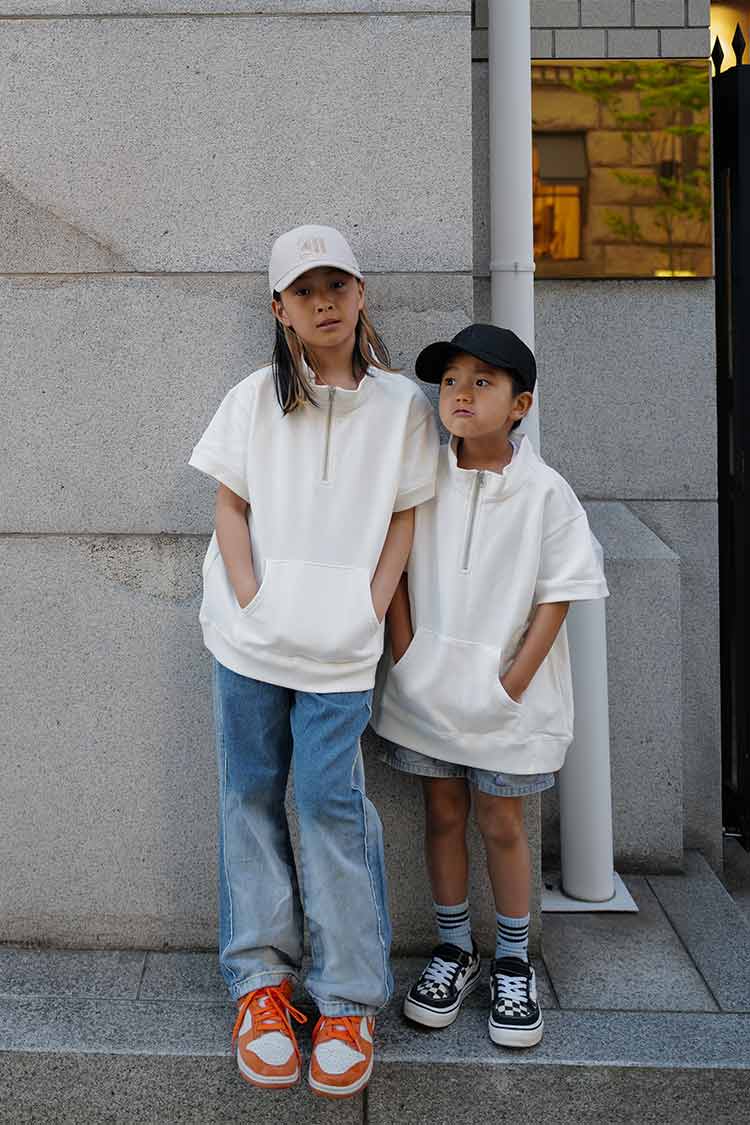KIDS】ハーフジップスウェット（ホワイト） | MACHATT ONLINE STORE
