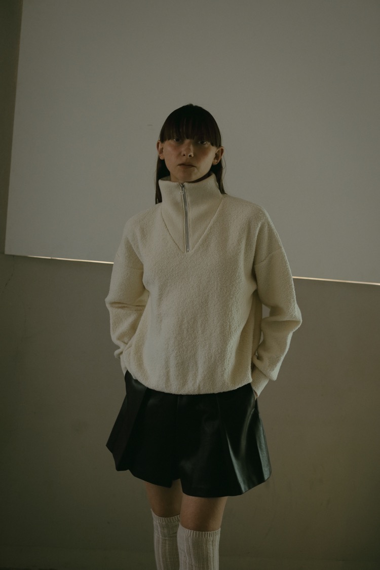 ブークレハーフジッププルオーバー（アイボリー） | MACHATT ONLINE STORE