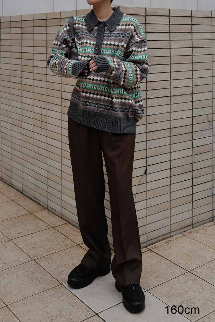 エラスティックストレートパンツ（チョコレート） | MACHATT