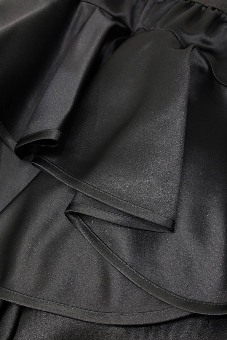 美品machattマチャット/アシメフリルスカート/ブラックyori.clane