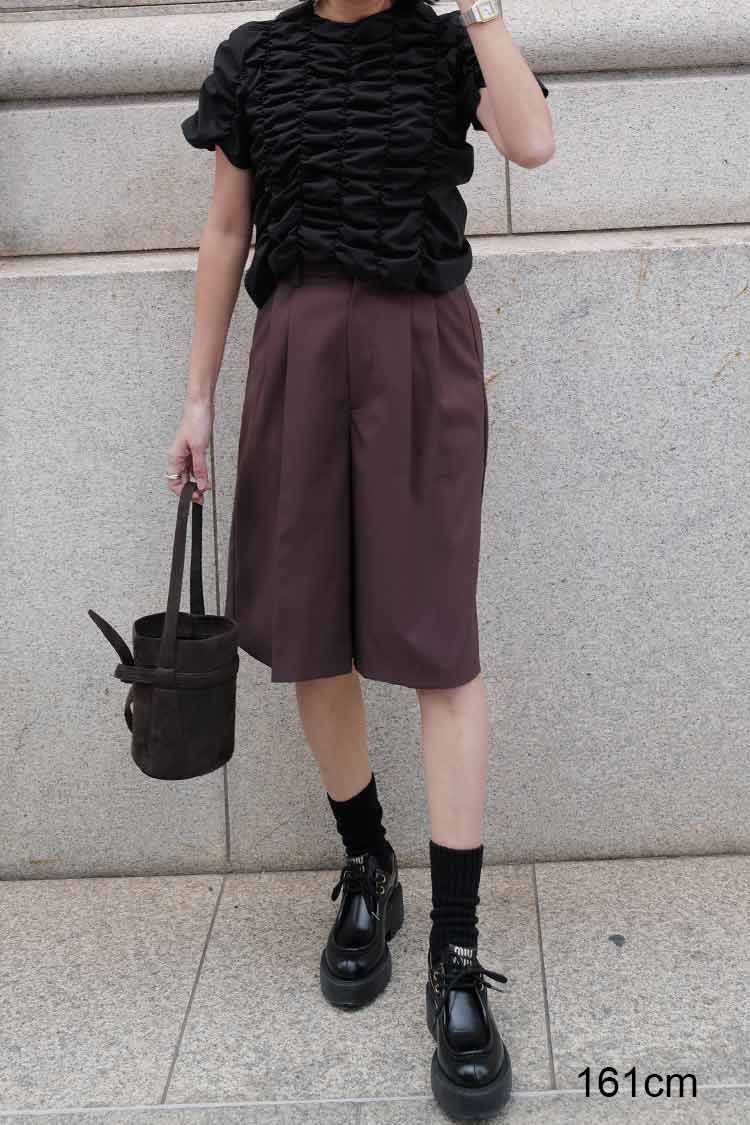 タックハーフパンツ（ブラウン） | MACHATT ONLINE STORE