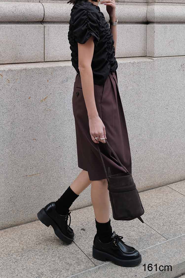 MACHATT 25SS タックハーフパンツ ブラウン38 - メルカリ