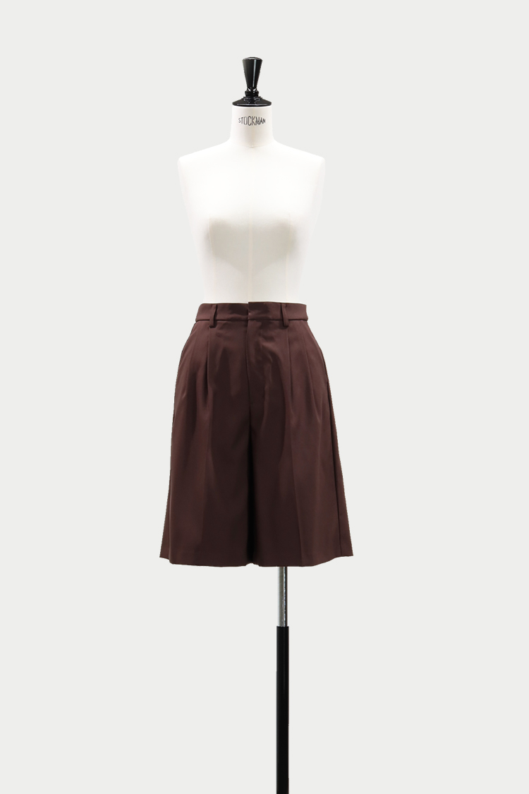 タックハーフパンツ（ブラウン） | MACHATT ONLINE STORE