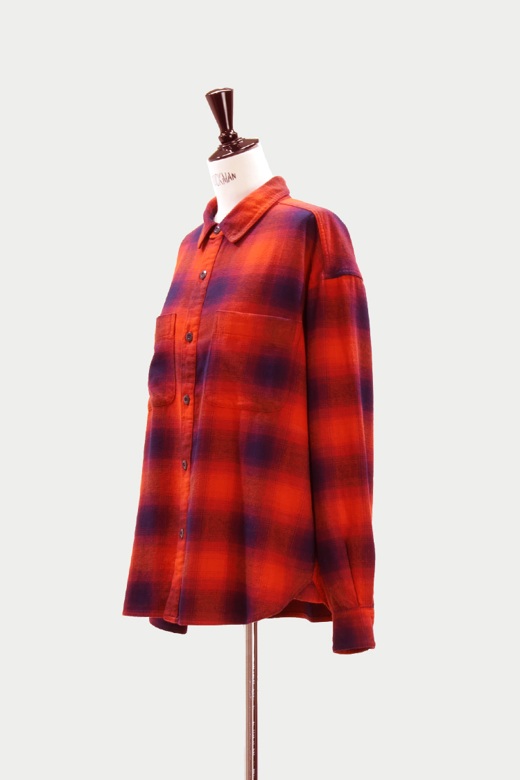 オンブレチェックシャツ（レッド） | MACHATT ONLINE STORE
