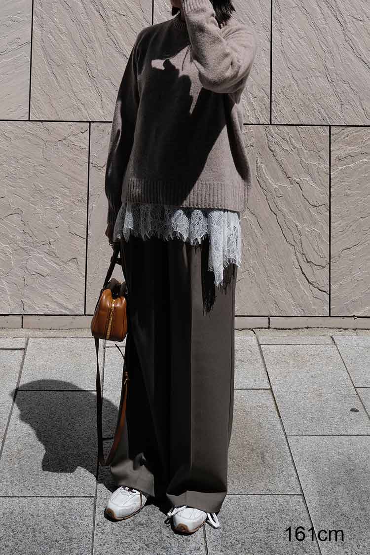 エラスティックワイドパンツ（ブラウン） | MACHATT ONLINE STORE