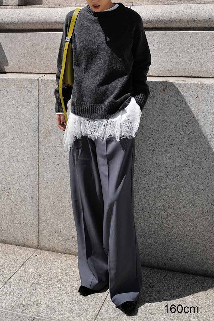 REVER REACT ワイドパンツカジュアルパンツ グレー　スラックス REVER REACT ワイドパンツカジュアルパンツ グレー スラックス