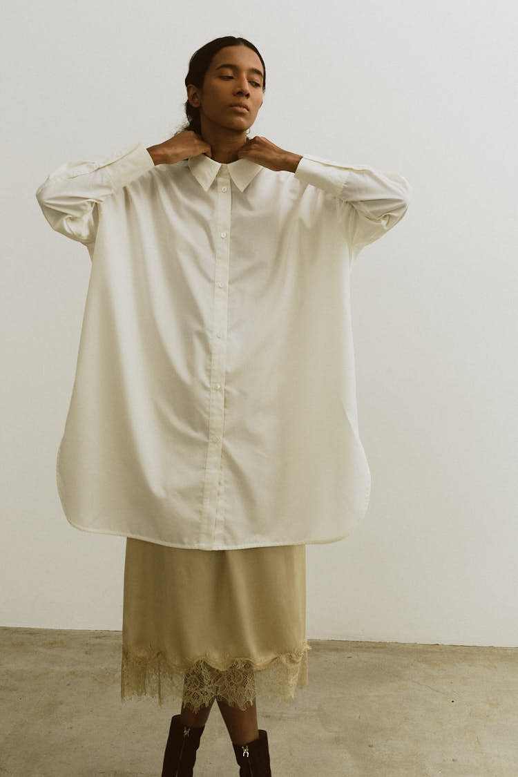 レースサテンスカート（イエローベージュ） | MACHATT ONLINE STORE