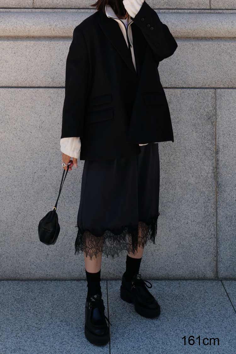 レースサテンスカート（ネイビー） | MACHATT ONLINE STORE