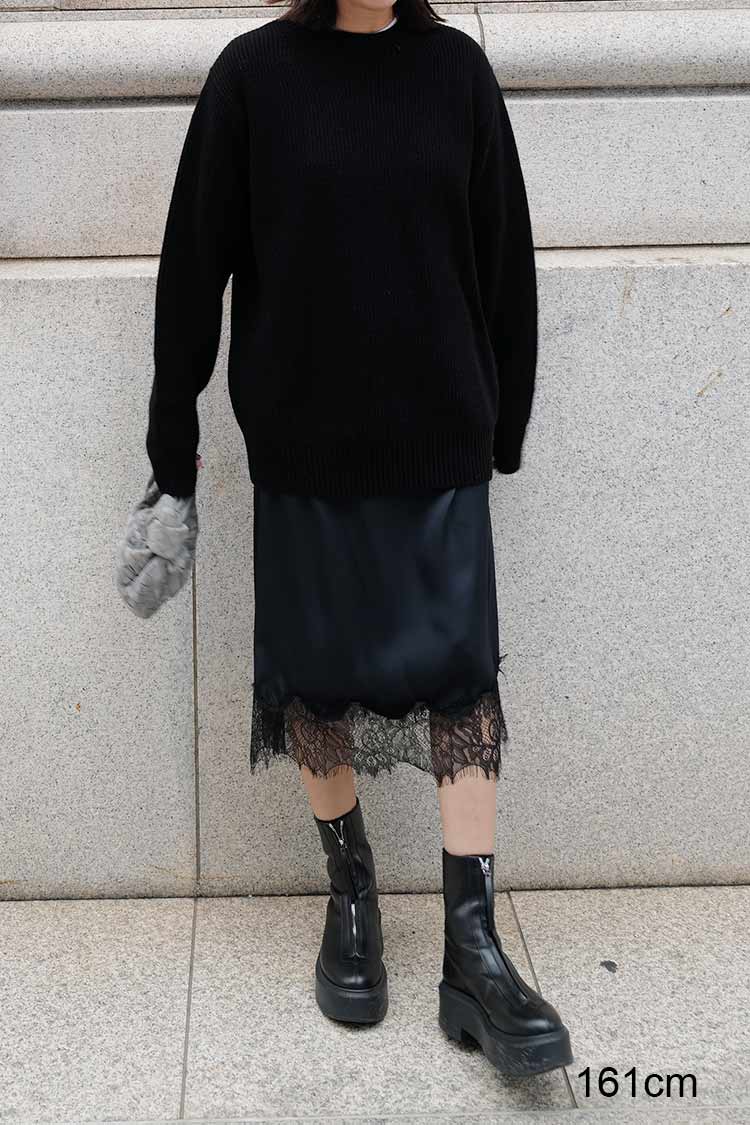 レースサテンスカート（ネイビー） | MACHATT ONLINE STORE