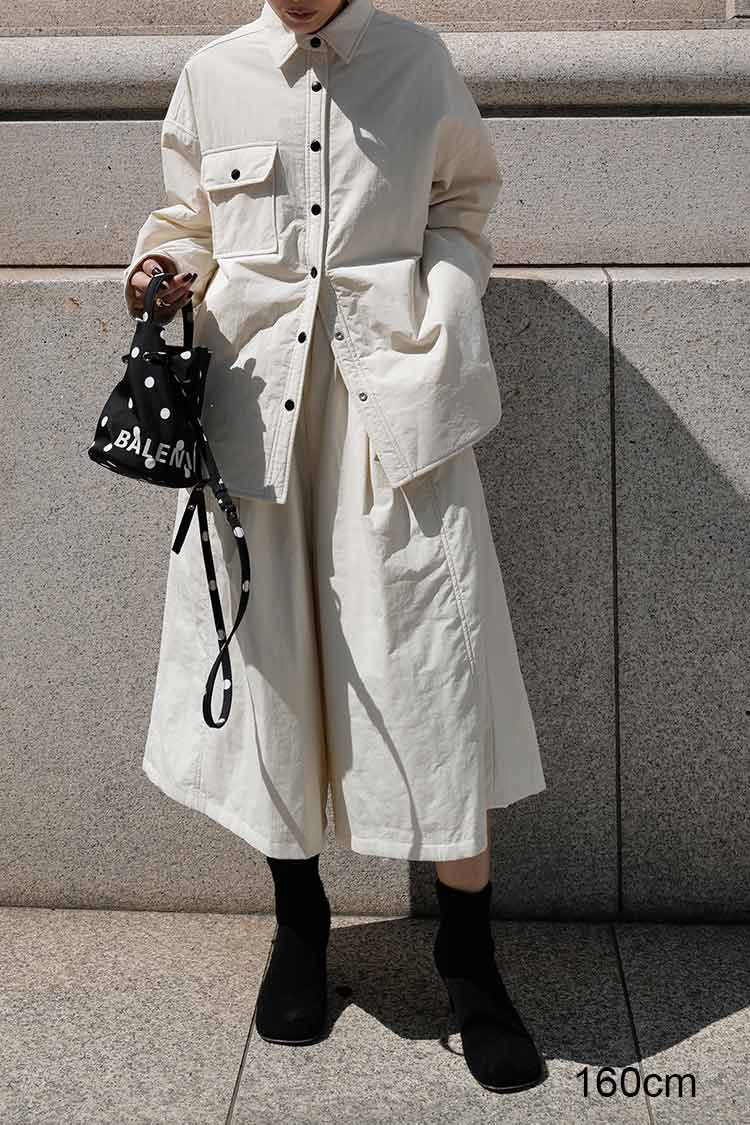 パファーキュロットパンツ（アイボリー）【11月上旬納品
