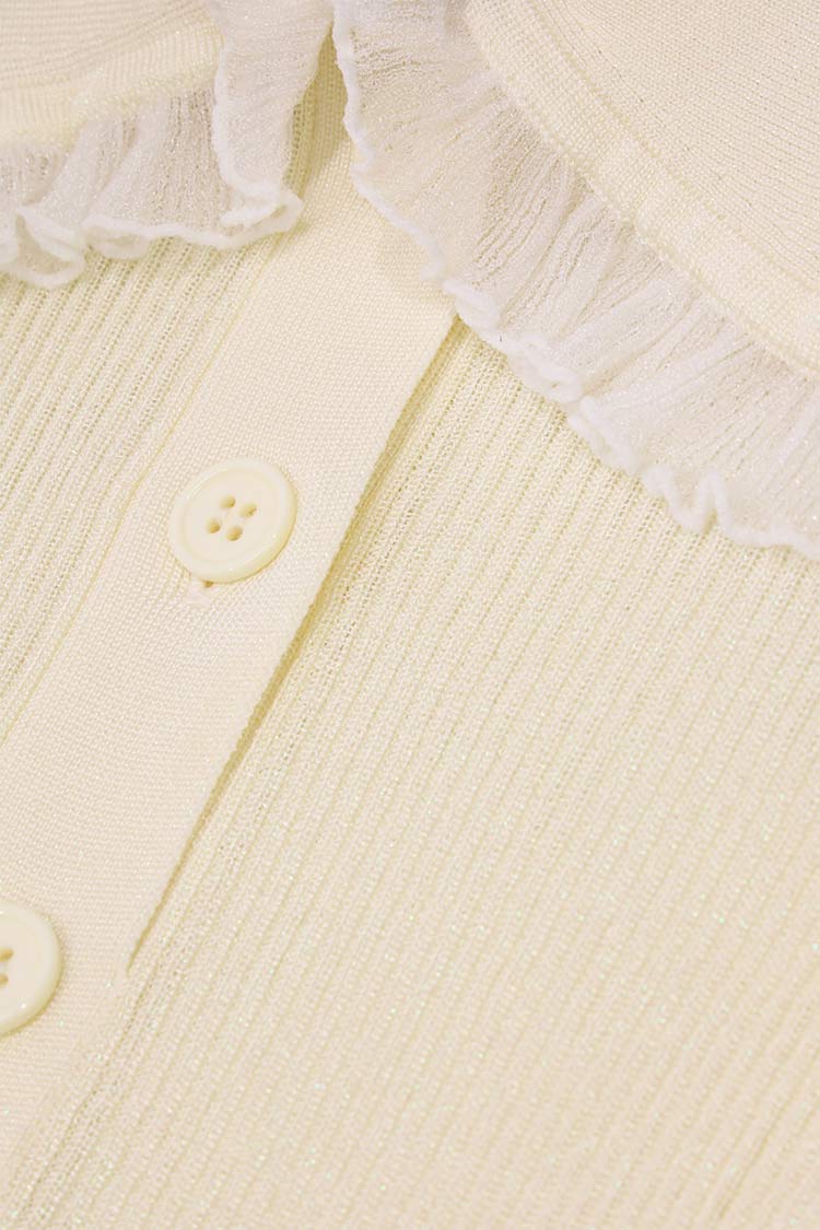 フリルカラーリブニット（アイボリー） | MACHATT ONLINE STORE