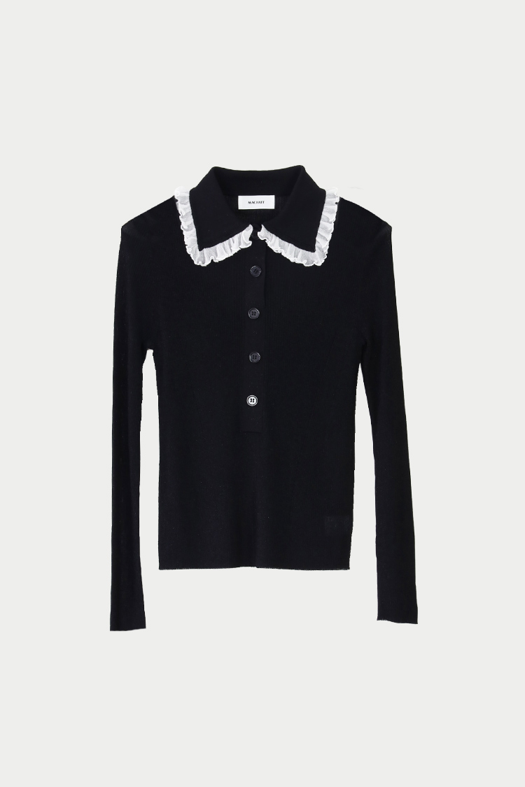 machatt 未使用フリルカラーリブニット フリルカラーリブニット（ブラック） | MACHATT ONLINE STORE