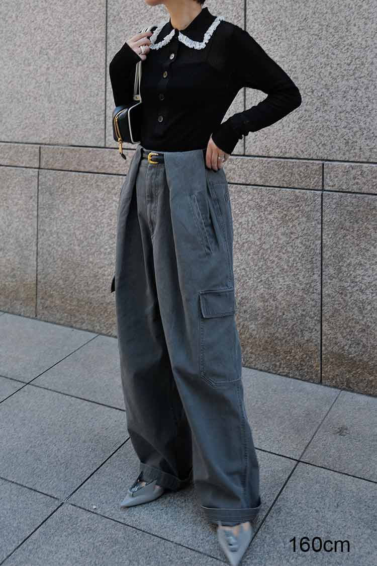 フリルカラーリブニット（ブラック） | MACHATT ONLINE STORE