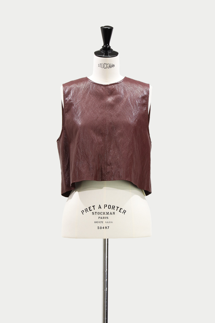 新品！！マチャット　machattエコレザーベスト　ブラウン エコレザーリボンベスト（ブラウン） | MACHATT ONLINE STORE