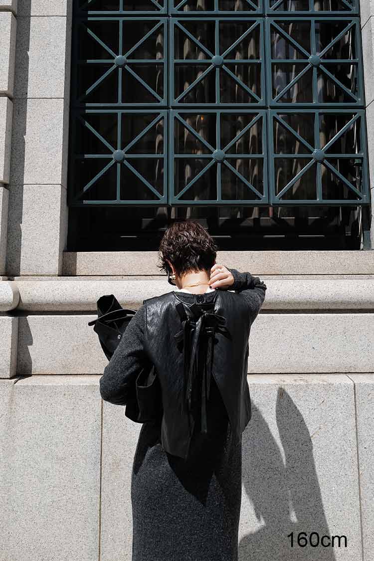エコレザーリボンベスト（ブラック） | MACHATT ONLINE STORE