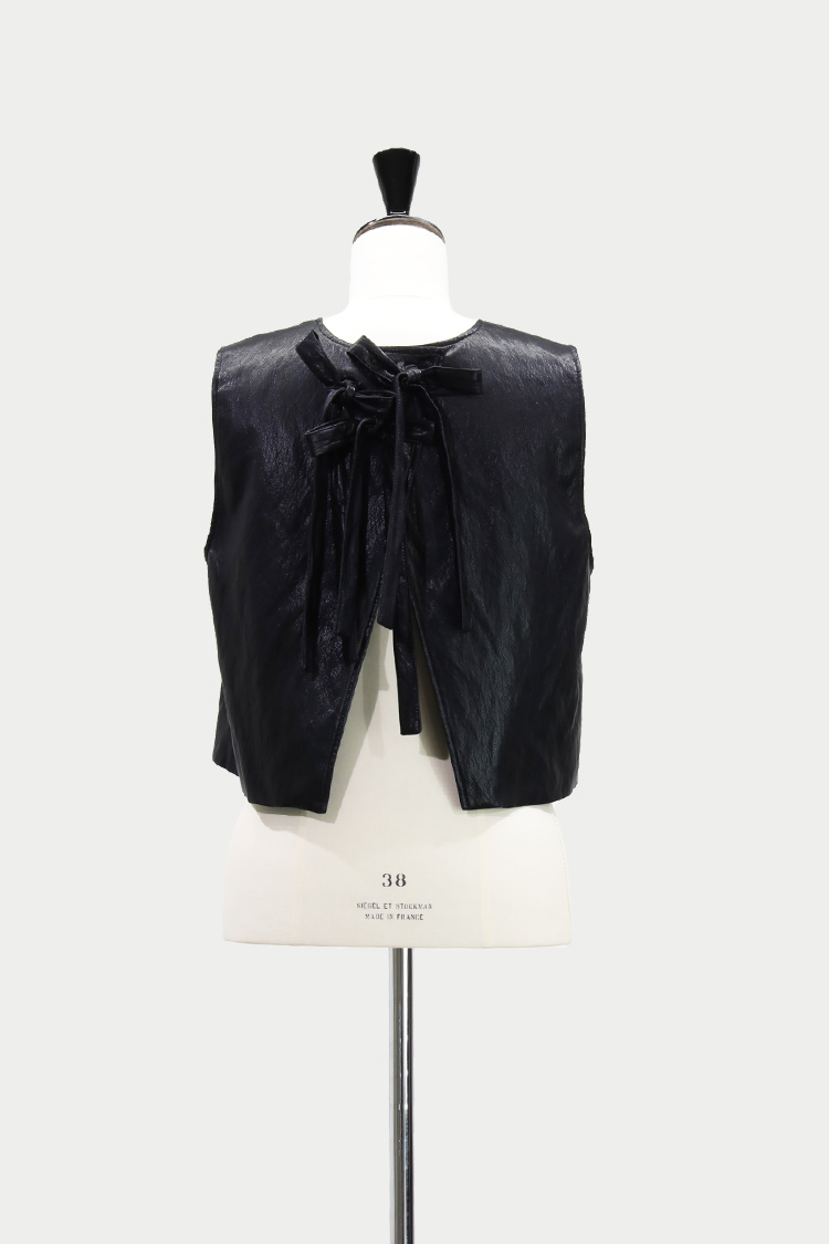 マチャット machatt エコレザーベスト ブラック エコレザーリボンベスト（ブラック） | MACHATT ONLINE STORE