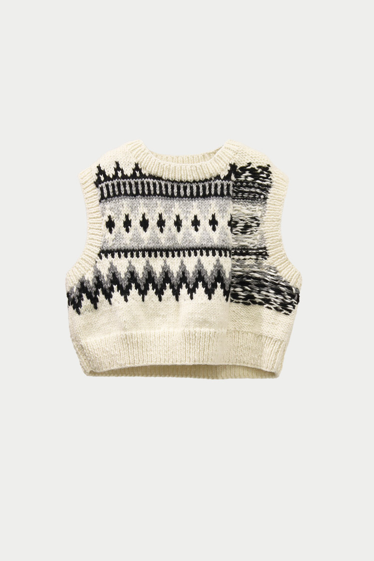 ノルディックニットベスト（ホワイト） | MACHATT ONLINE STORE