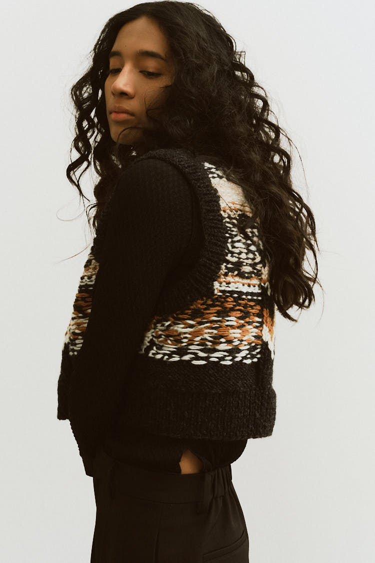 ノルディックニットベスト（チャコールグレー） | MACHATT ONLINE STORE