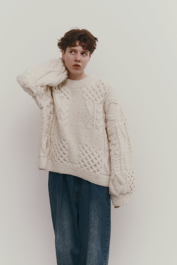 ケーブルハンドニット（アイボリー） | MACHATT ONLINE STORE