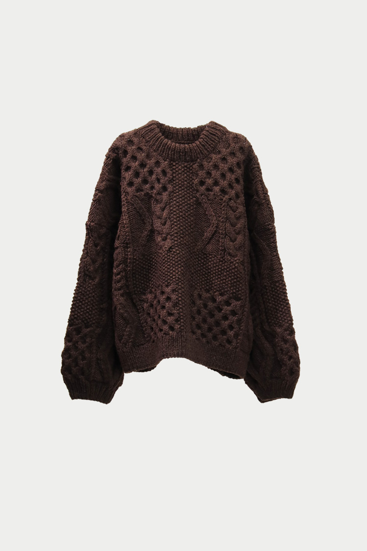 新品♡MACHATT♡ ケーブルハンドニット ケーブルハンドニット（ブラウン） | MACHATT ONLINE STORE