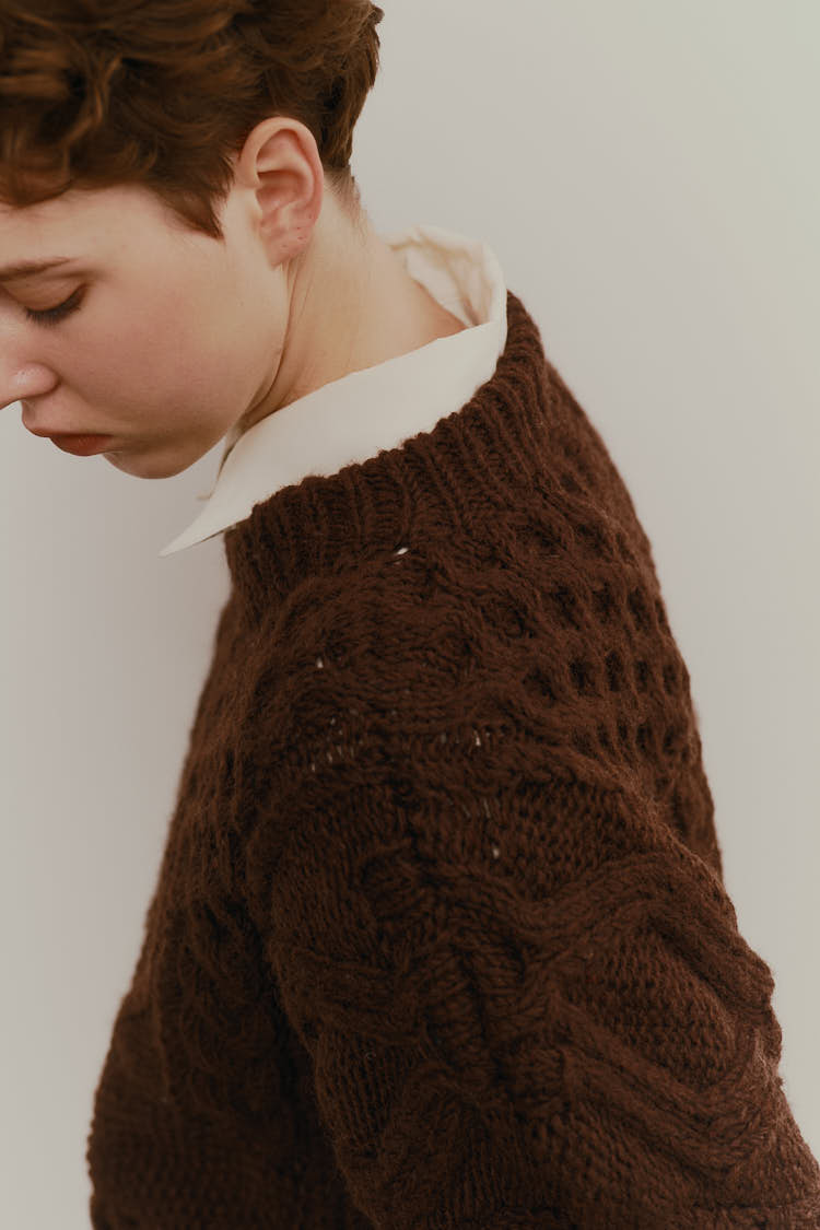 ケーブルハンドニット（ブラウン） | MACHATT ONLINE STORE