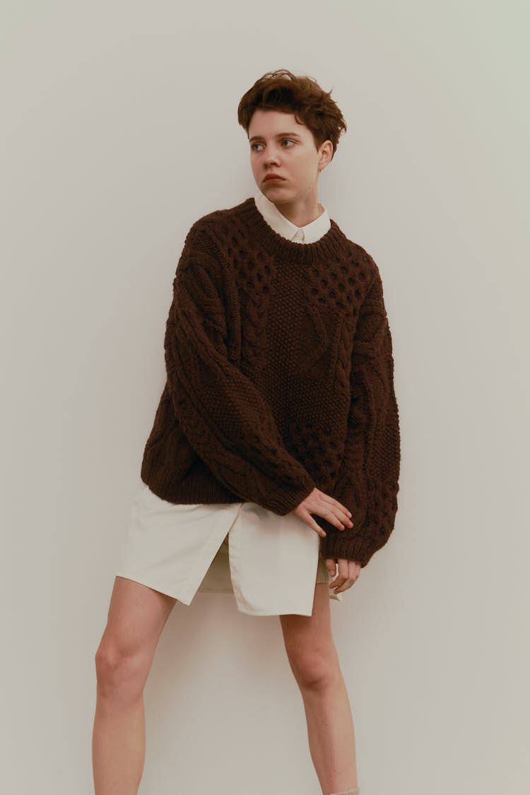 ケーブルハンドニット（ブラウン） | MACHATT ONLINE STORE