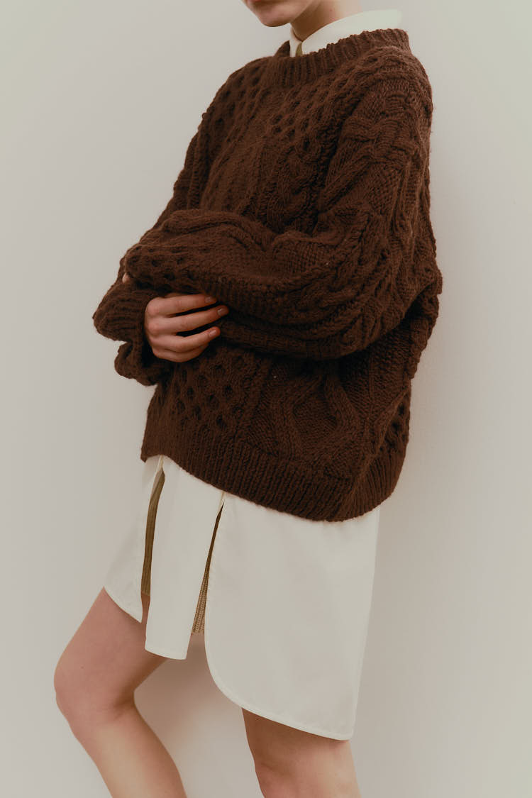 ケーブルハンドニット（ブラウン） | MACHATT ONLINE STORE