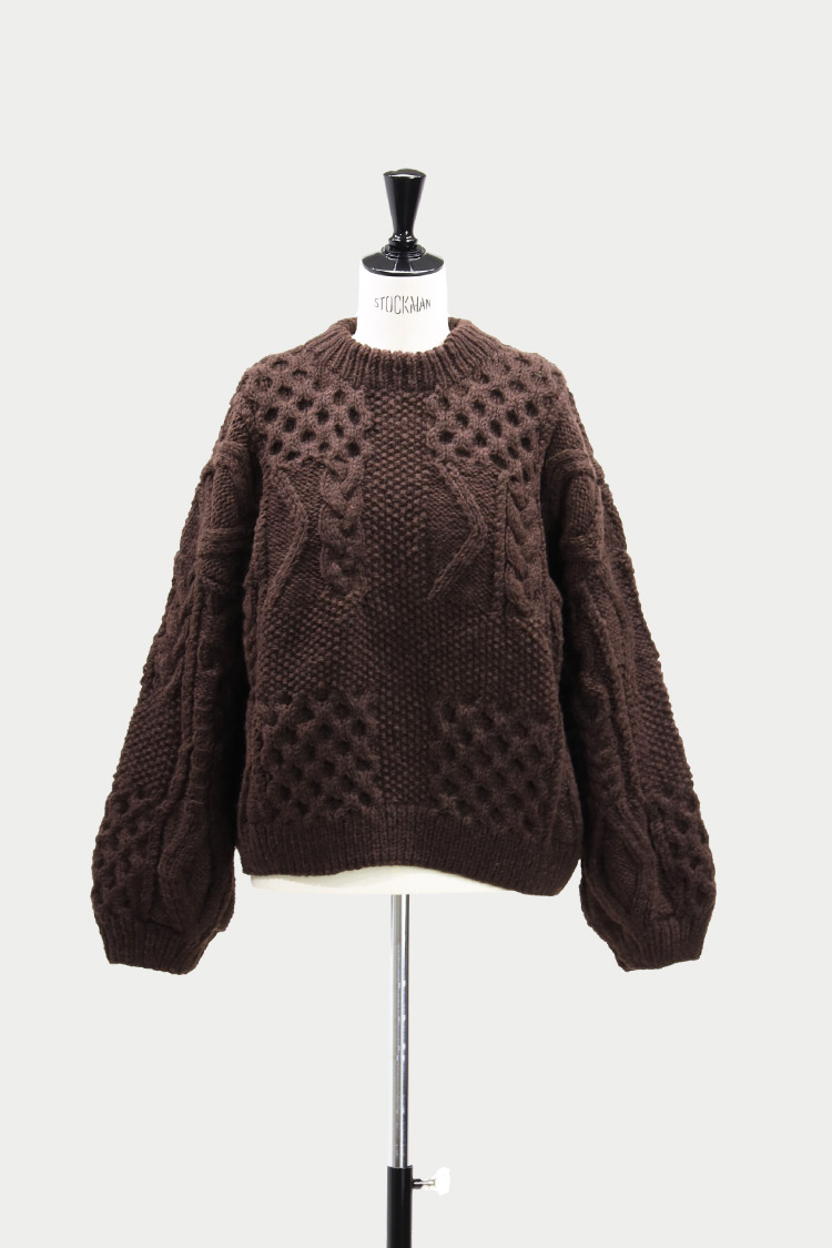 ケーブルハンドニット（ブラウン） | MACHATT ONLINE STORE