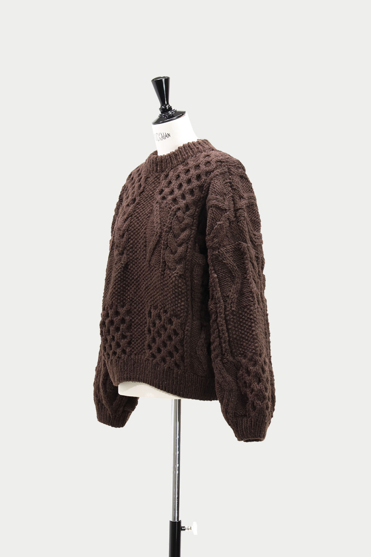 ケーブルハンドニット（ブラウン） | MACHATT ONLINE STORE