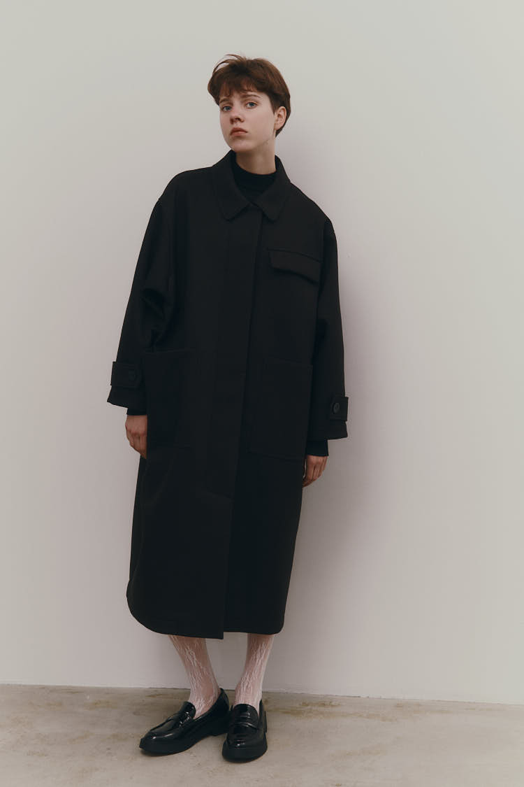 ボンディングオーバーコート（ブラック） | MACHATT ONLINE STORE