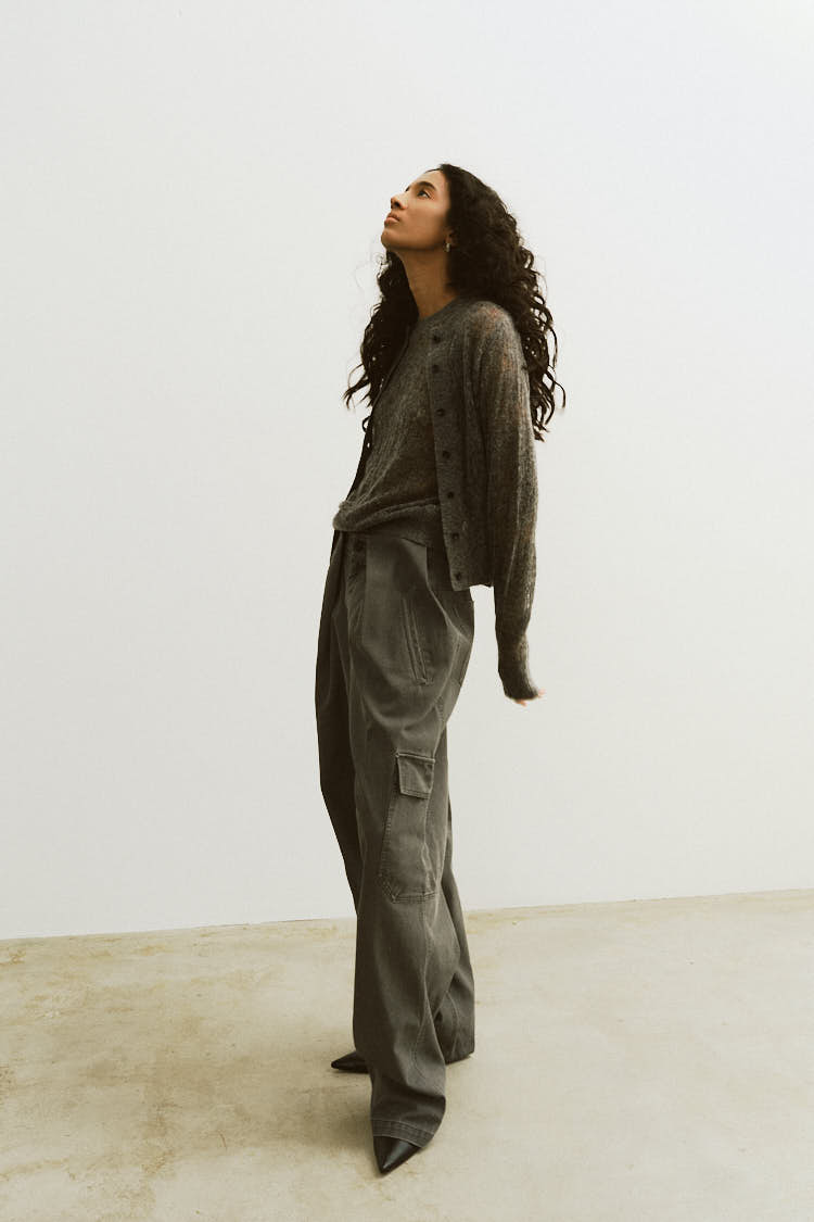 クラッシュモヘアウールカーディガン（グレー） | MACHATT ONLINE STORE