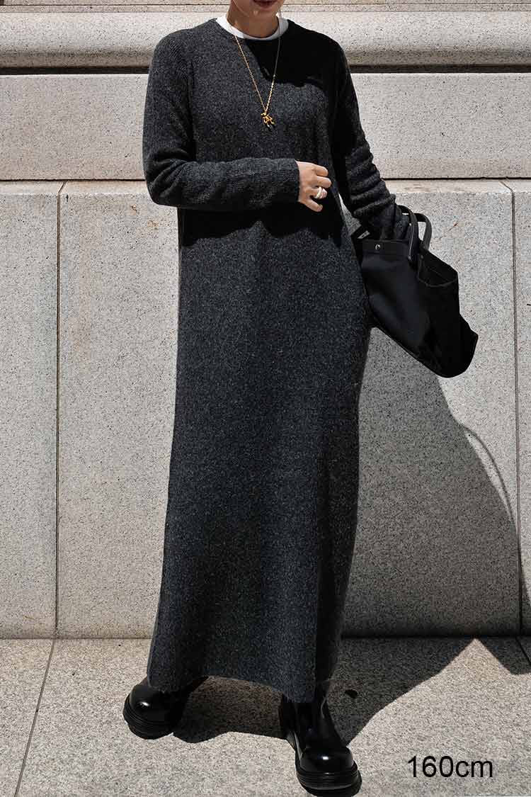 MACHATT 完売　ニットロングドレス ニットロングドレス（グレー） | MACHATT ONLINE STORE