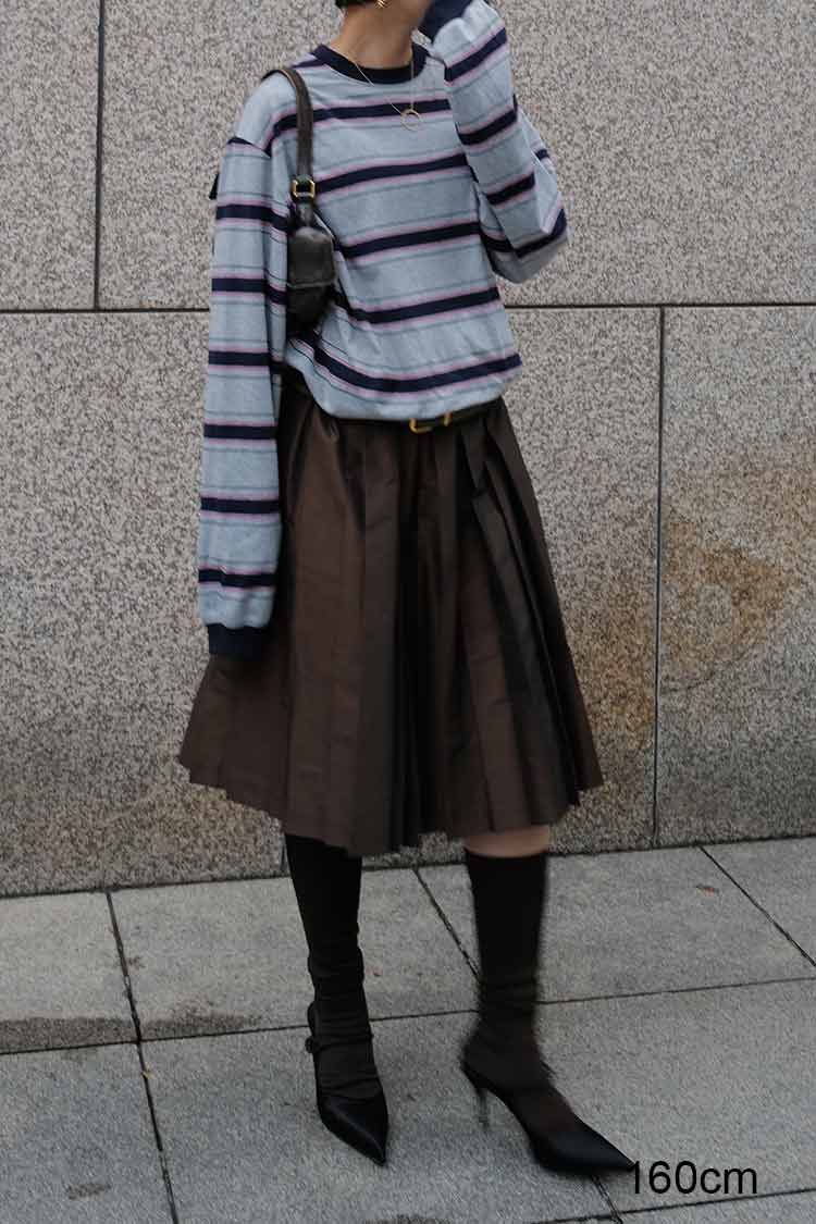 タフタプリーツスカート（ブラウン） | MACHATT ONLINE STORE