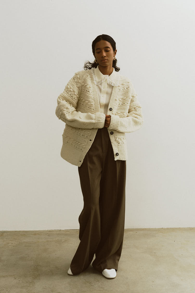 ウールハンドニットカーディガン（アイボリー） | MACHATT ONLINE STORE