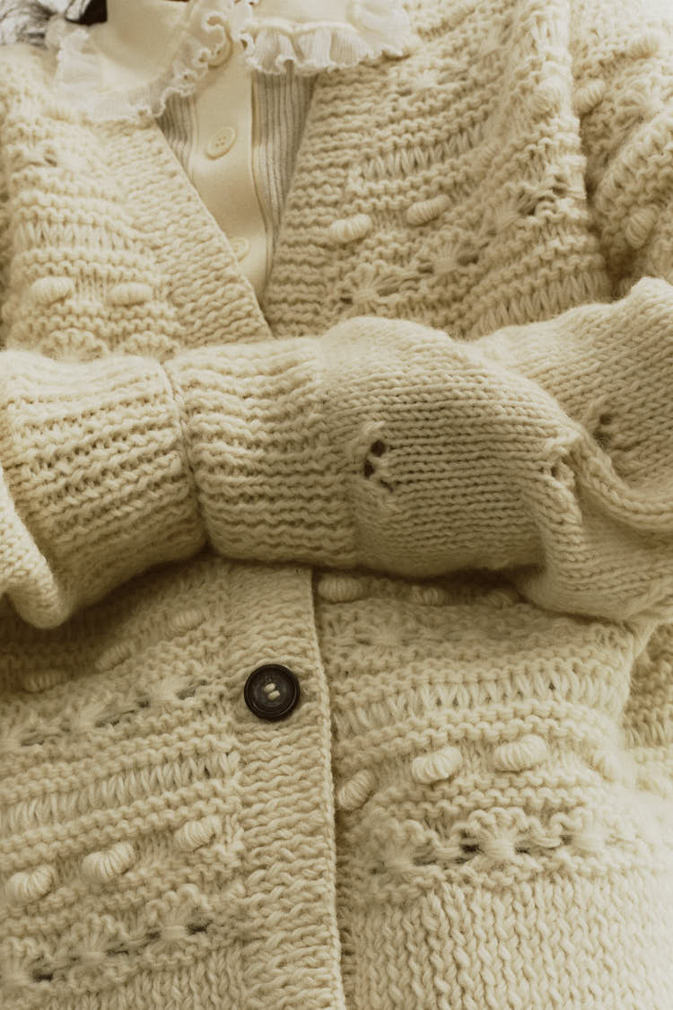 ウールハンドニットカーディガン（アイボリー） | MACHATT ONLINE STORE