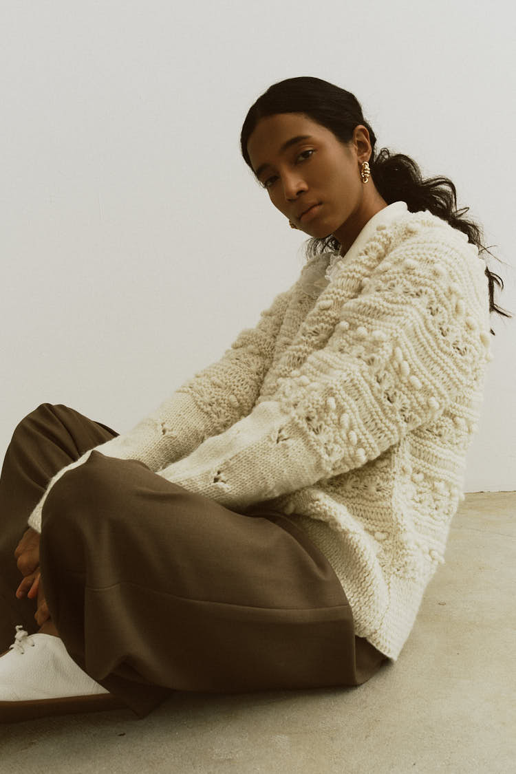 ウールハンドニットカーディガン（アイボリー） | MACHATT ONLINE STORE