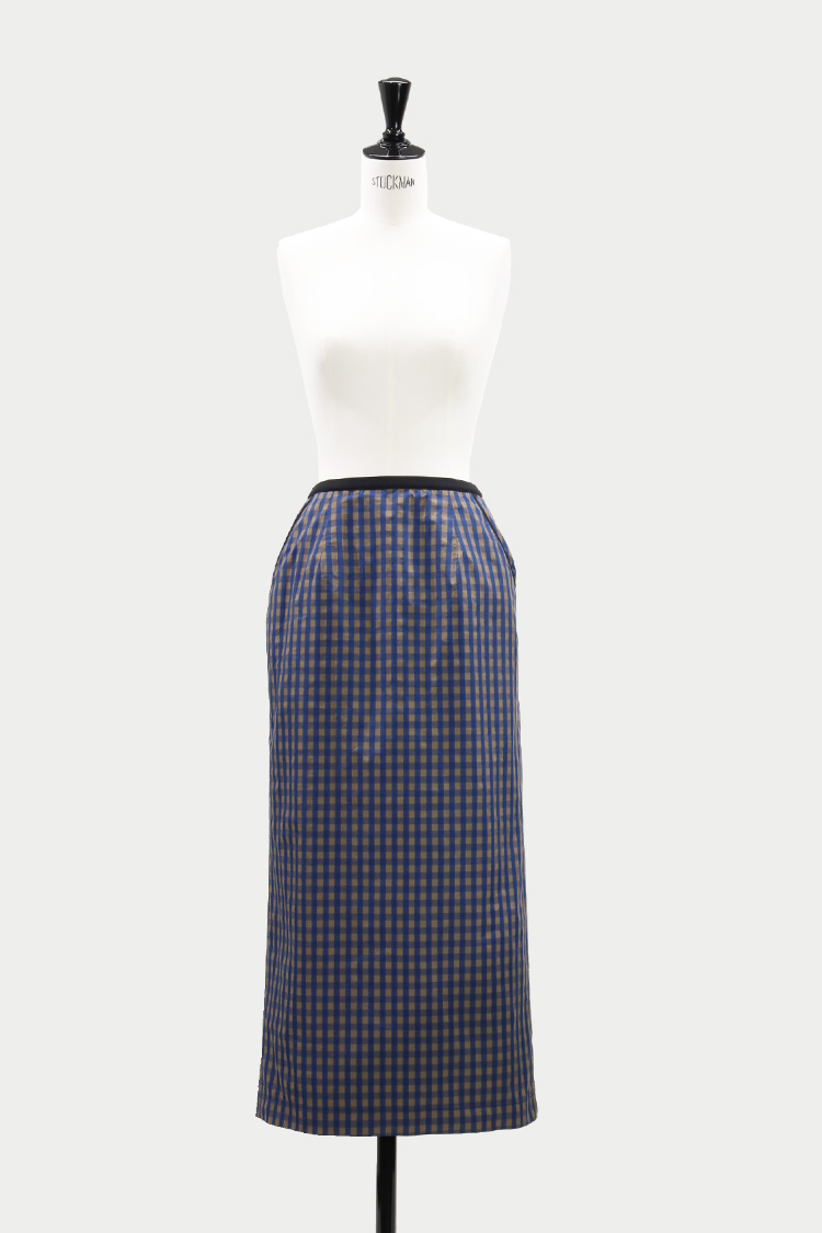 チェックロングスカート（ブラウン×ネイビー） | MACHATT ONLINE STORE