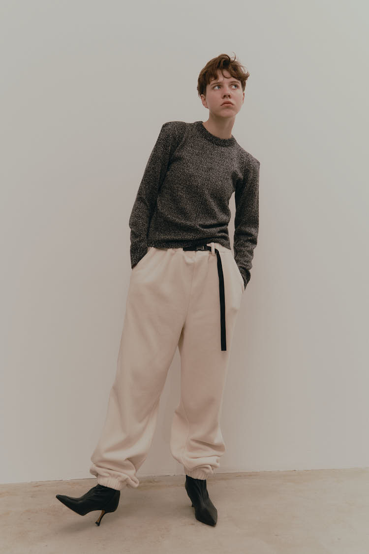 machatt マチャット ショルダーミックスニット ブラック ショルダー