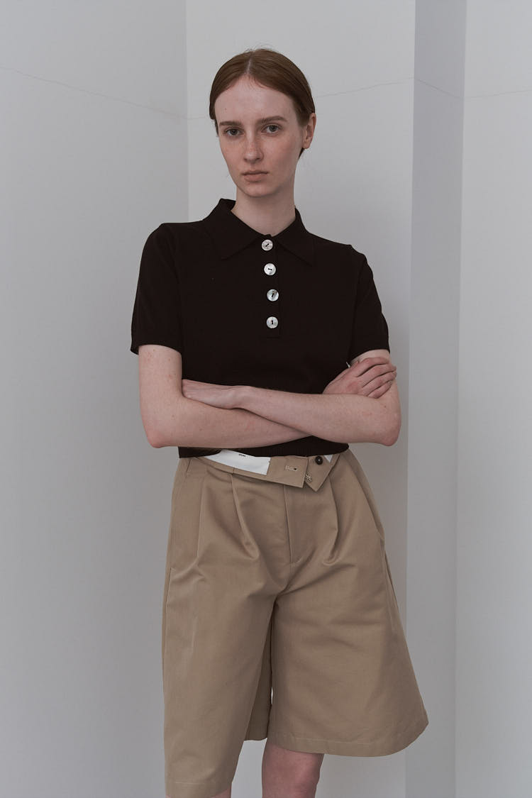 MACHATT 25SS タックハーフパンツ ブラウン38 チノハーフパンツ | MACHATT ONLINE STORE