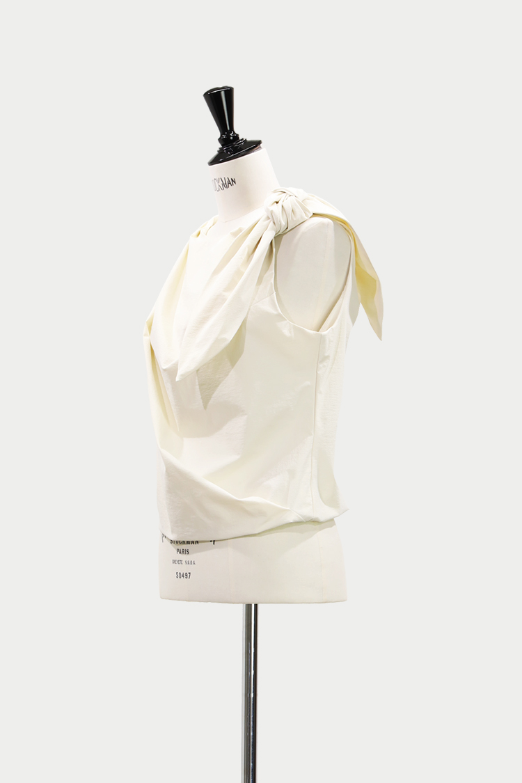 ◇新品◇machatt バックリボントップス ベージュ36 リップストップ 