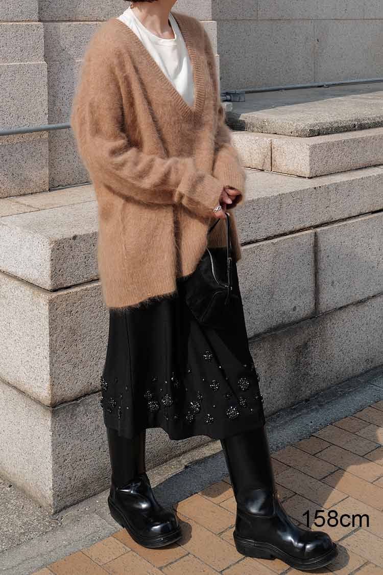 Vネックブラッシュウールニット | MACHATT ONLINE STORE